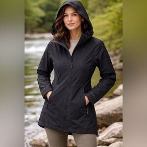 Eddie Bauer WeatherEdge Stretch Hooded Jacket XS Black Lightweight Rain Coat